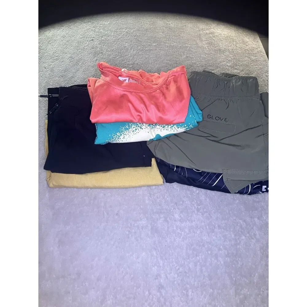 New Balance Nike Champion Hurley Wonder Nation Boys Lot 10/M/L Shorts Tees 8pc.